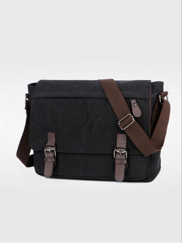 Men's Business Large Capacity Crossbody Bag, Casual Solid Color Shoulder Bag, Fashionable Canvas Shoulder Bag for Daily Use