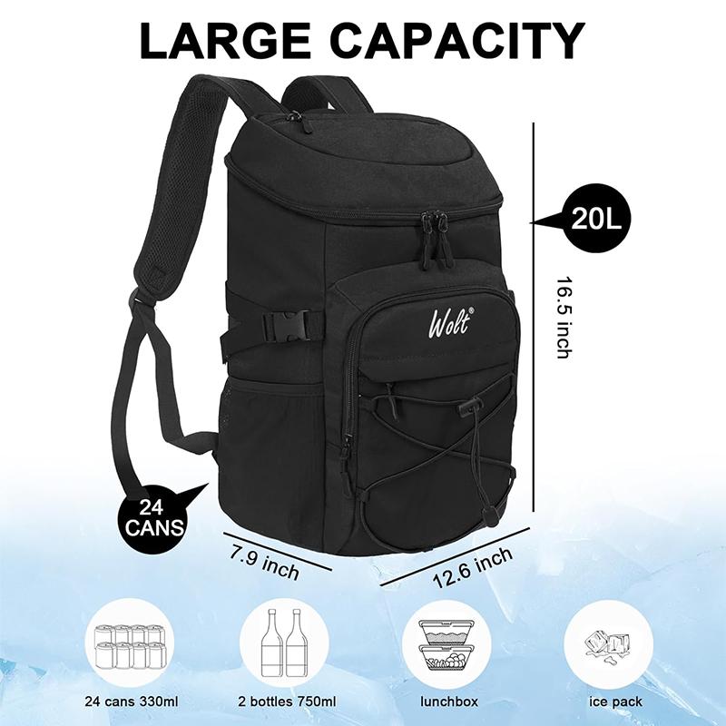 WOLT | 24-Can Insulated Cooler Backpack,Lightweight & Waterproof with Bottle Opener,Large Capacity for Hiking,Camping,Beach,and Travel,Ice Chest Bag