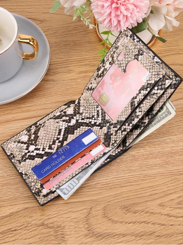 Men's Snakeskin Print Short Wallet, 2024 New Style Casual Multi Card Slot Bifold Wallet As Anniversary Gift, Fashionable Card Holder for Daily Travel Work Commute