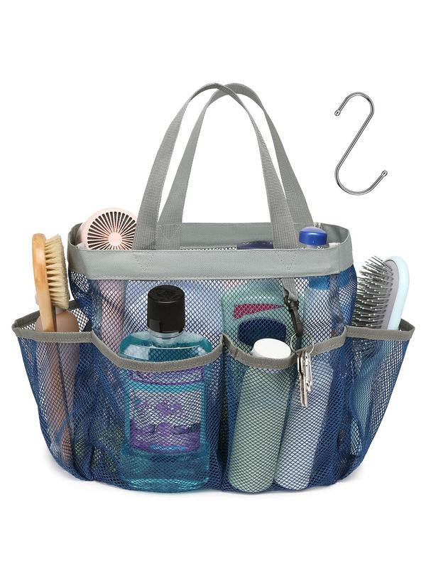 Mesh Shower Caddy Bag, Portable Toiletry Bag with S Hook, Tote Storage Bag for Home Bathroom Gym Camp,  Toiletry Travel Bag