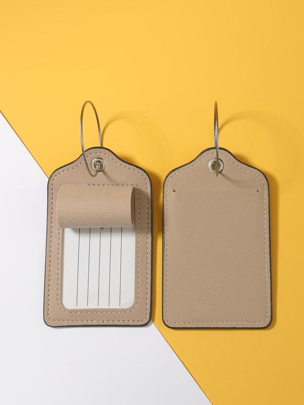 Simple Plain PU Leather Luggage Tag, Lightweight Backpack Tag, Travel Suitcase Tag, Tag Airplane Boarding Tag