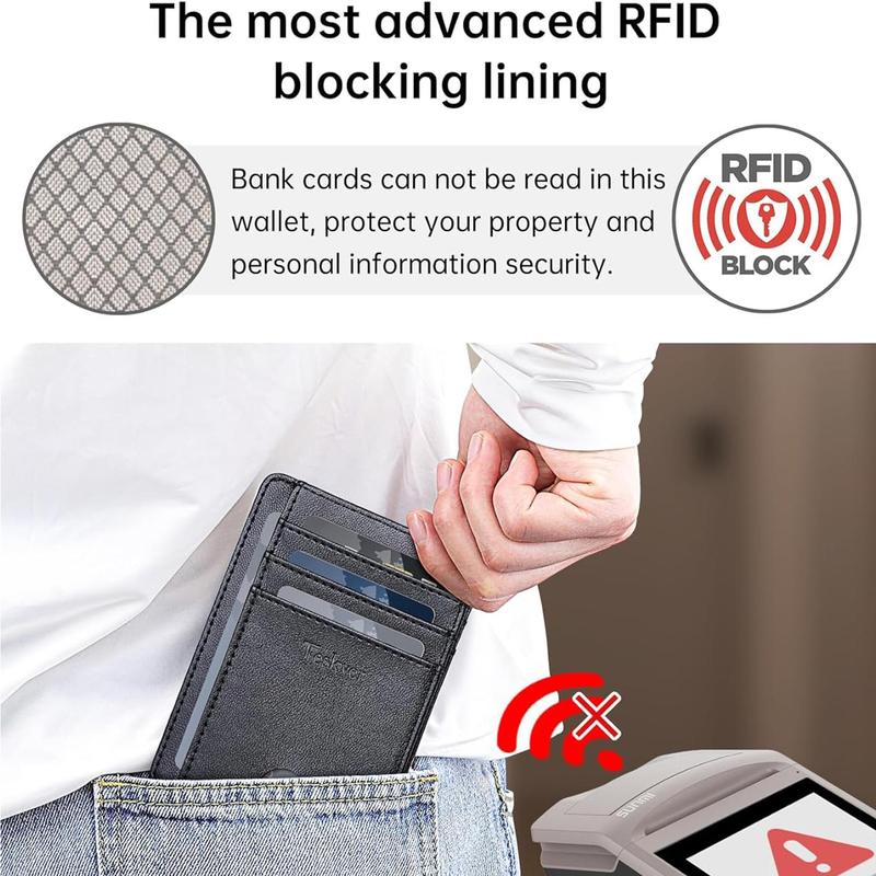 Business Card Holder, Slim Minimalist Pocket RFID Blocking Wallet, Business Card Holder for Men & Women