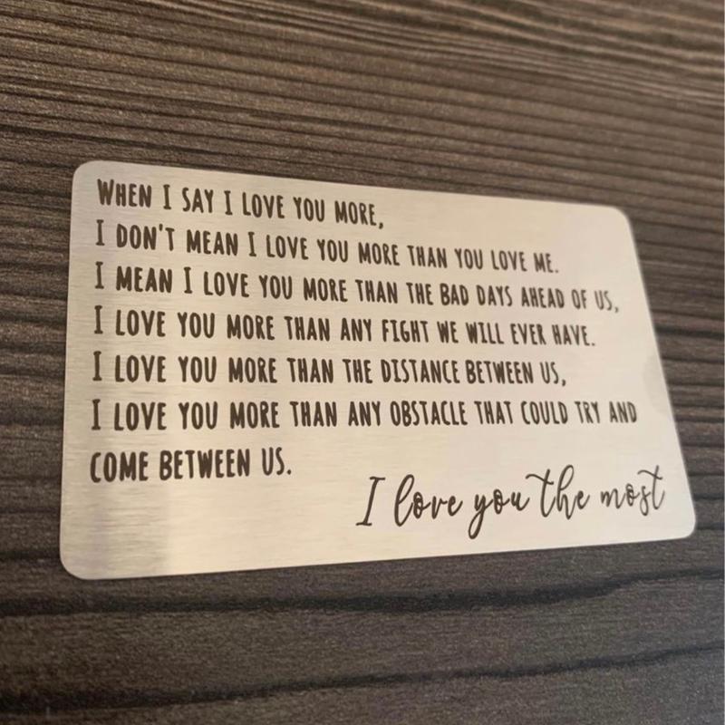 Husband Wallet Card From Wife Anniversary Card for Him Hubby Engraved Wallet Insert Card I Love You Gifts Love Notes for Husband Long Distance Relationship Gifts for Boyfriend Him