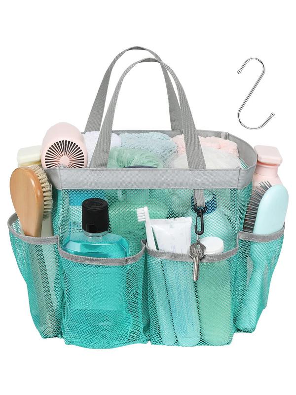 Mesh Shower Caddy Bag, Portable Toiletry Bag with S Hook, Tote Storage Bag for Home Bathroom Gym Camp,  Toiletry Travel Bag