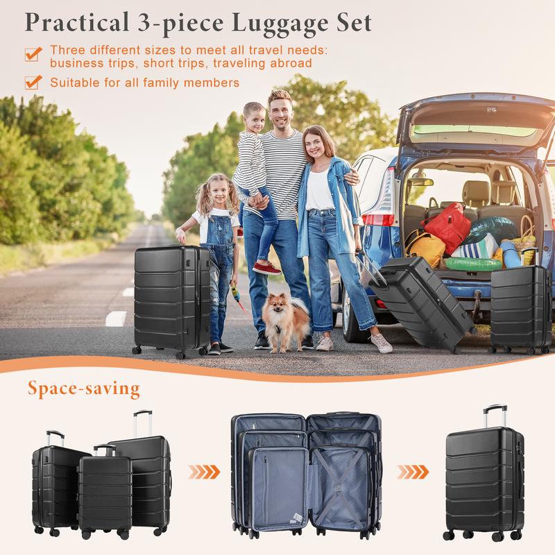 3 Pieces Luggage Set 20 24 28-inch, Hard Shell Rolling Suitcases for Travel Expandable Lightweight with Spinner Wheels 20 24 28-Inch Carry on Luggage, Expandable luggage sets with Spinner Wheels & Built-in TSA Lock, Lightweight Suitcase for Trave TSA Lock