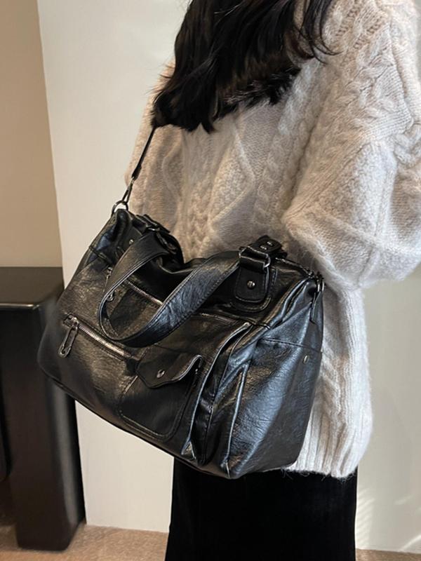 Women's Punk Style Shoulder Bag, Fashionable Large Capacity Crossbody Bag for Daily Used, Casual Trendy Versatile High-quality Daily Commuting Bag