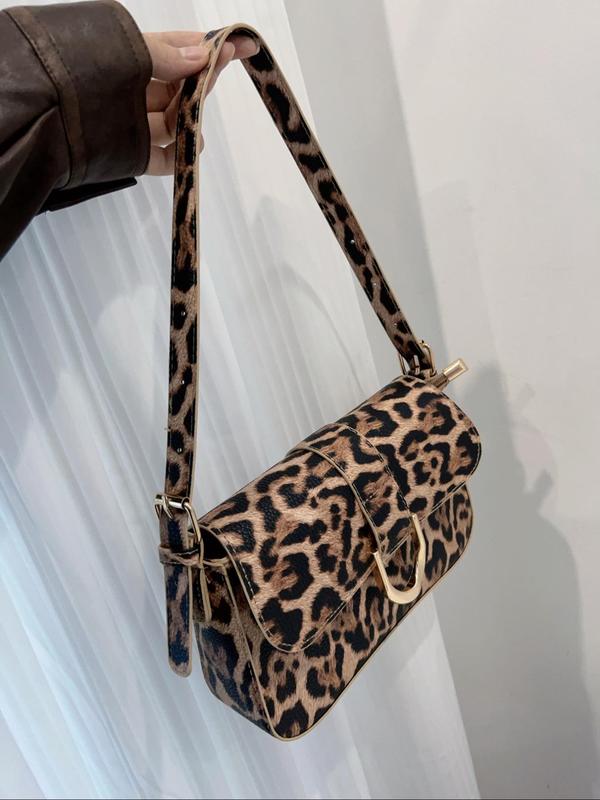 Fashion Leopard Pattern Shoulder Bag, 2024 New Style Casual Versatile Shoulder Bag for Women, Trendy All-match Commuter Bag for Daily Travel Work Commute