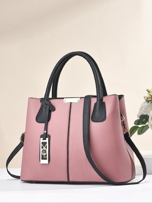 Women's Fashionable Plain Pu Leather Handbag, Casual Versatile Zipper Crossbody Bag with Adjustable Strap, Elegant Plain Handbag for Daily Used