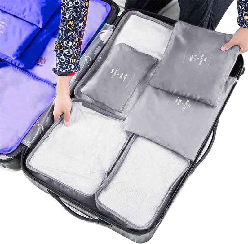 Travel Packing Cubes Lightweight,6 Set Luggage Organizers for Suitcase,Travel Accessories Bags for Clothes Shoes Electronics Cosmetics Toiletries Grey