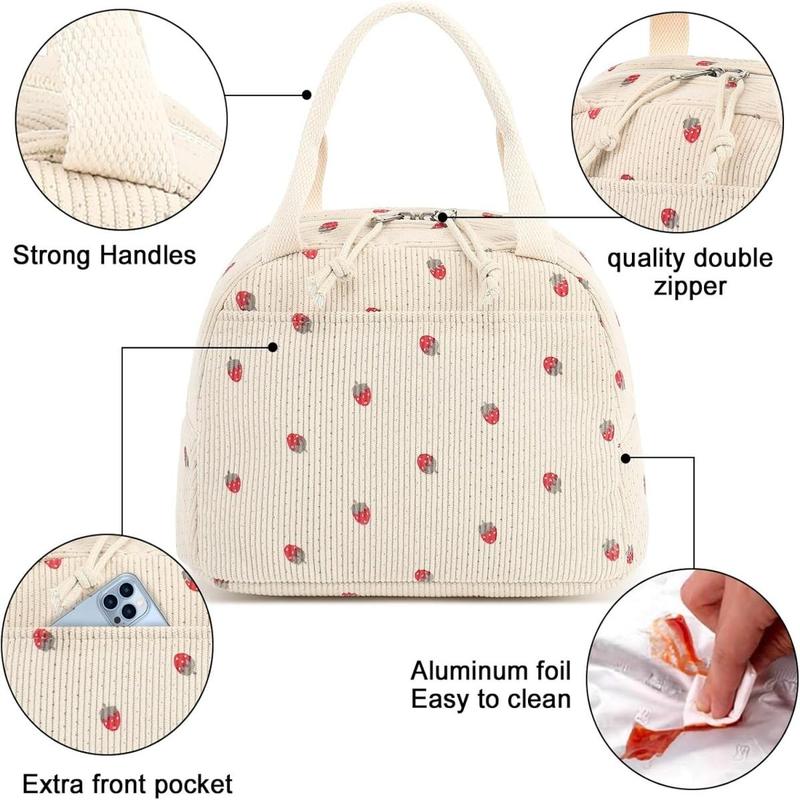 Cute Lunch Bag, 1 Count Reusable Insulated Lunch Bag, Lunch Box Storage Bag, Large Capacity Bento Bag for Work, Picnic Or Travel