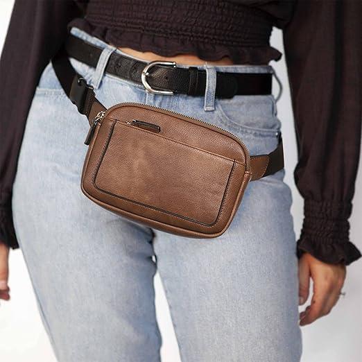 Belt Bag for Women with Adjustable Strap, Mini Everywhere Crossbody Waist Bag Adjustable Strap, Pu Leather Women's Fanny Pack