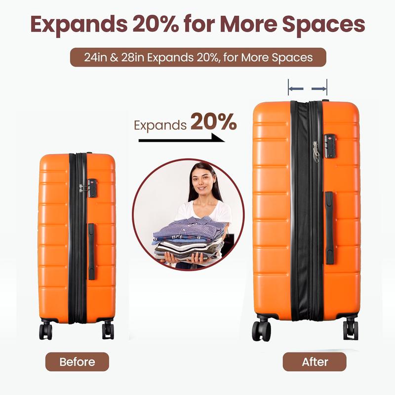 4-piece Luggage Set Expandable Hardside Suitcase(Only 24