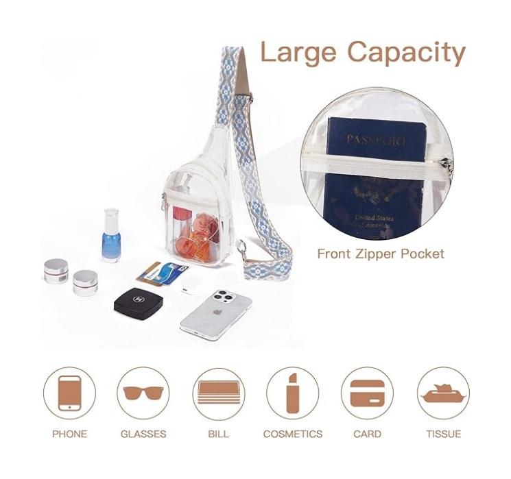 Clear Bag for Stadium Events TPU Fanny Pack Crossbody Bag Purses for Women Transparent Waist Bag with Adjustable Strap