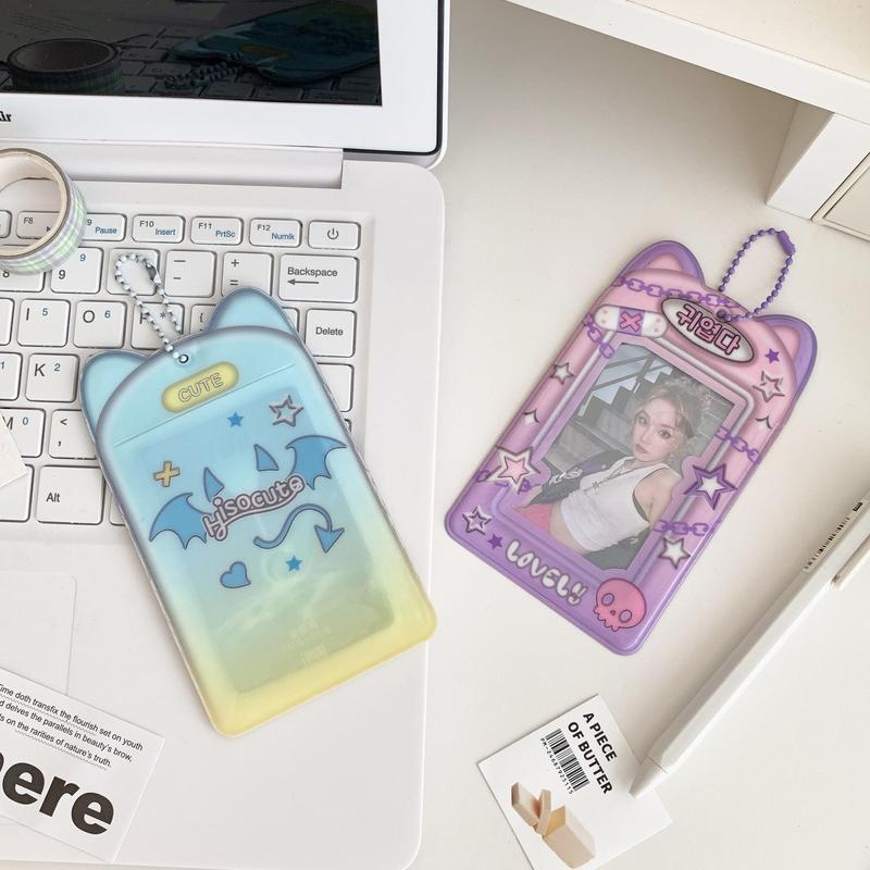 Cartoon Demon Pattern Card Protector, 2 Counts Cute  Card Cover, Card Holder for Home Office Dormitory School Outdoor Travel