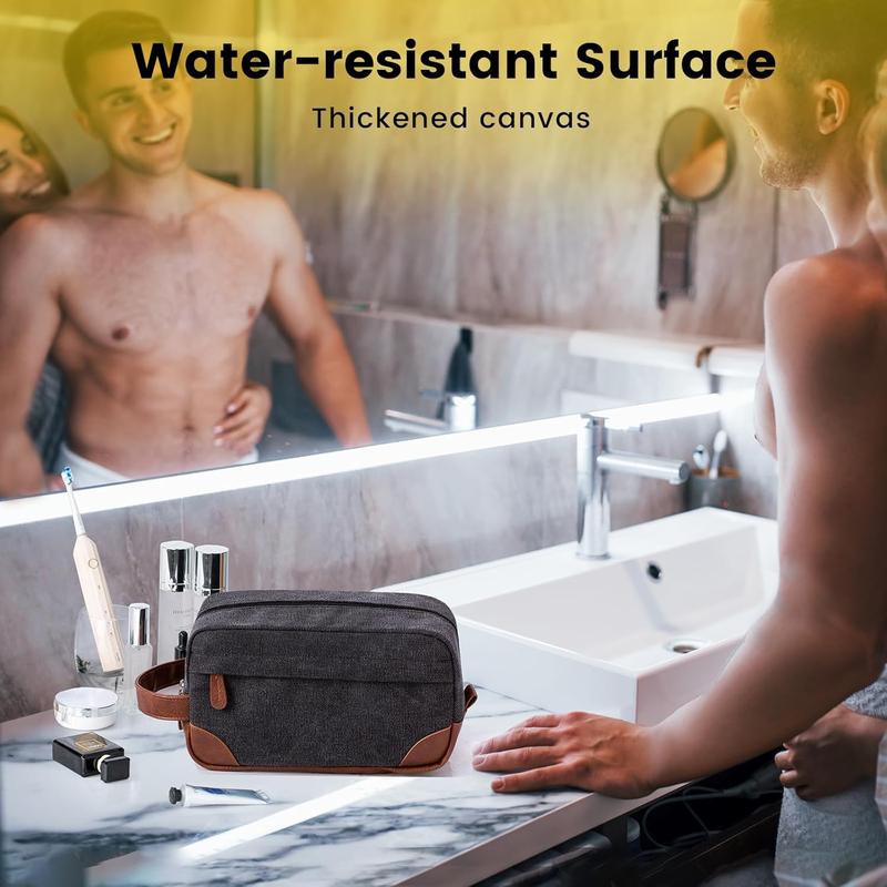 Toiletry Bag Hanging Dopp Kit for Men Water Resistant Canvas Shaving Bag with Large Capacity for Travel