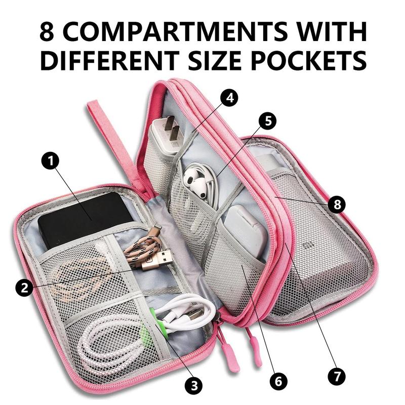 Portable Multi-grids Storage Bag, Waterproof Travel Cable Storage Bag, Travel Storage Organizer, Cable Organizer for Home Office Summer Vacation, Desk Accessories, Travel Essentials  Pouch Organizer , Car Stuff