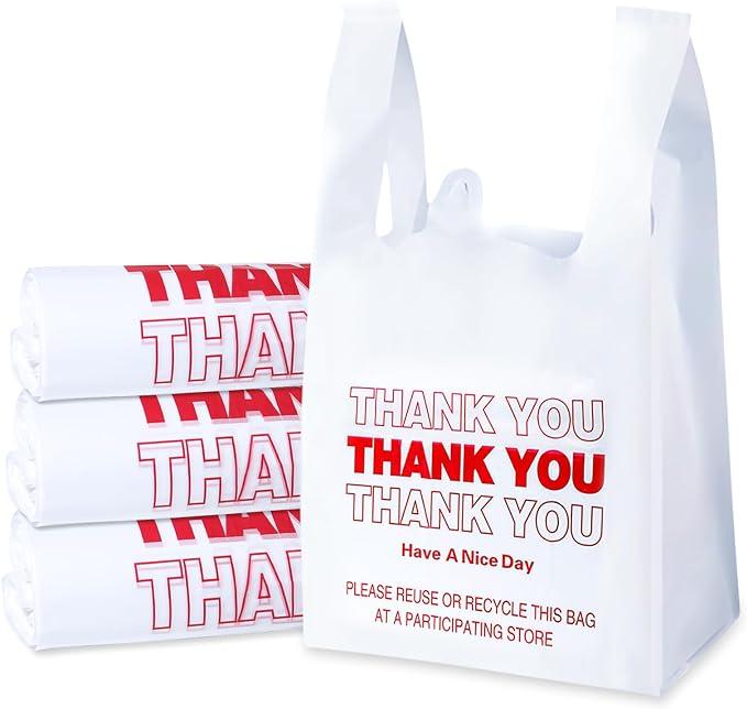 Plastic Bags, 300 Count Thank You Bags, Plastic Bags With Handles For Shopping, Grocery, Plastic Bags For Small Business (11