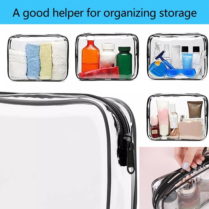 Clear Makeup Bag, 2 4 6 Counts Transparent Cosmetic Bag, Travel Toiletry Clear Toiletry Bag with Zipper, Home Organizer for Travel