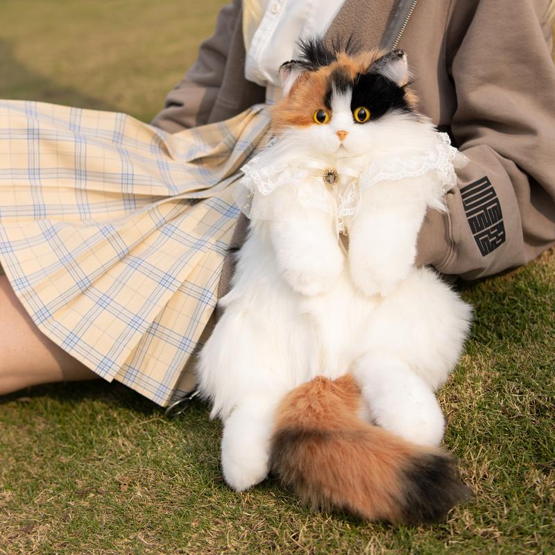 Kitty Backpack - Lifelike Stuffed Cat Plush Backpack, Handmade Cute Cat Shaped Bag, Large Dark Calico,1 PACK Catplushie