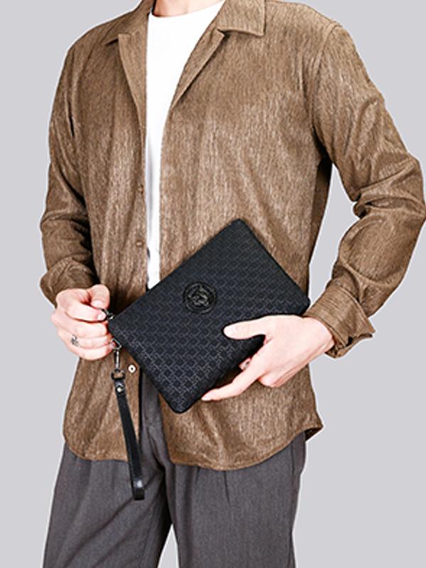 Men's Business Solid Color PU Leather Clutch, Casual Versatile Wristlet Bag for Daily Used, Minimalist All-match Portable Bag for Men