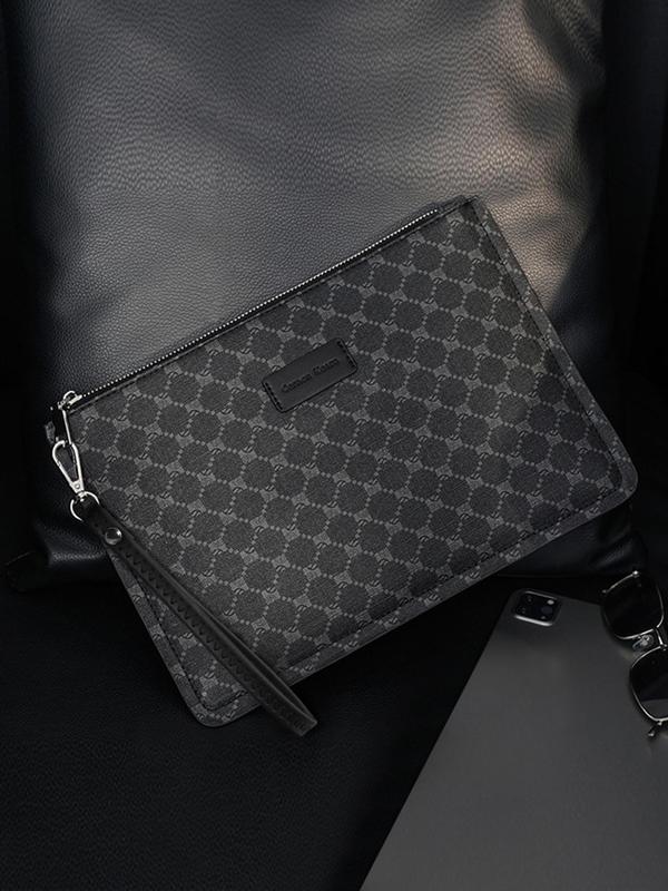 Men's Business Geometric Pattern Clutch, Large Capacity Multi Card Slot Wristlet Bag, Simple Design Wristlet Bag for Men