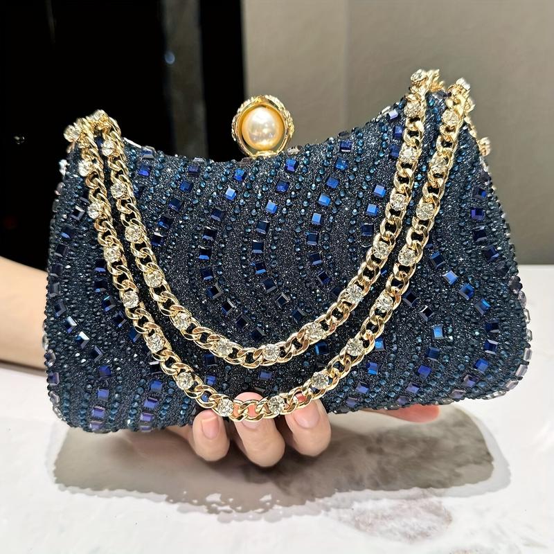 Luxurious Rhinestone Clutch Evening Bag For Women, Glittering Handheld Party Purse With Detachable ChainStrap, Elegant Accessory For Weddings BanquetsFormal Events, Versatile Shoulder Crossbody Handbag