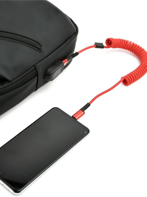 Men's Casual Plain Zipper Sling Bag, Waterproof Sporty Sling Bag with Earphone Port, Trendy Versatile for Daily Use for Men for Outdoor Activities