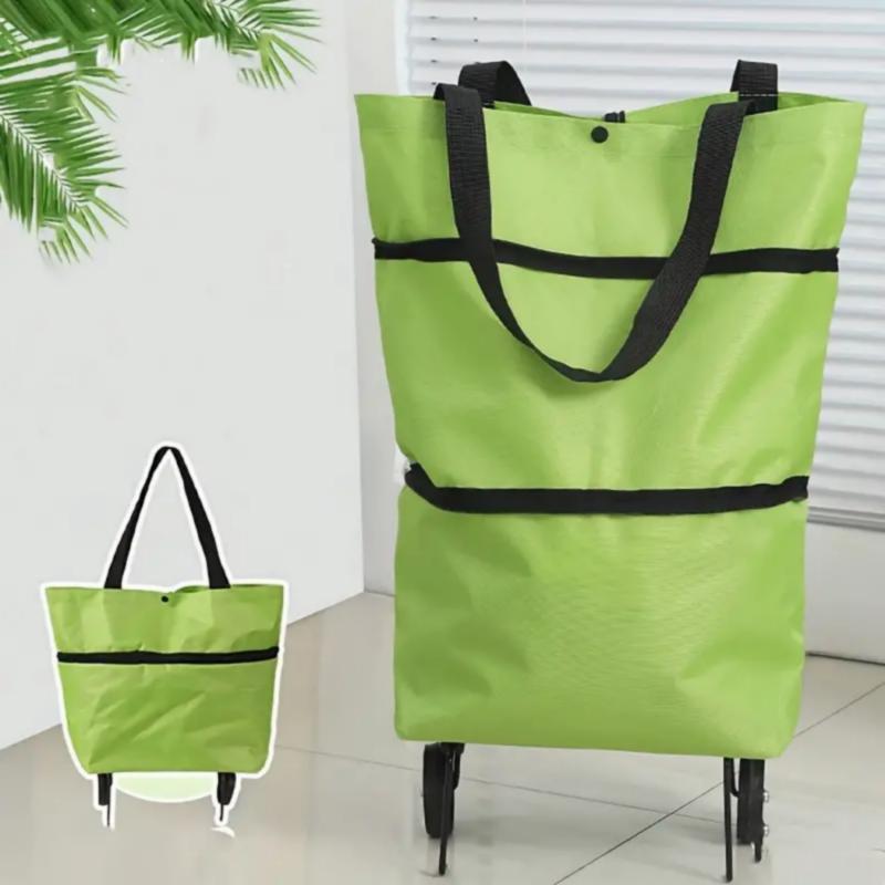 Foldable Shopping Bag with Wheel, 1 Count Portable Collapsible Large Capacity Shopping Bag, Retractable Shopping Bag with Wheel, Foldable Shopping Cart, Home Organizer for Daily Use