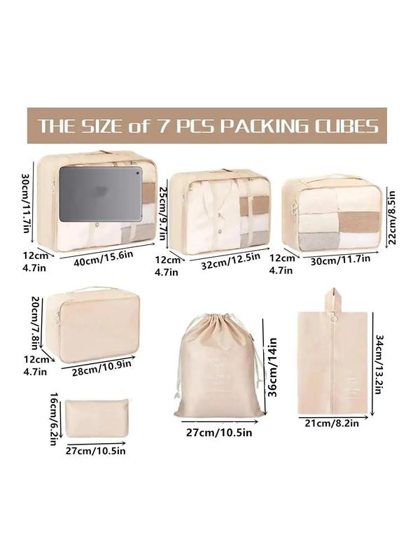 Unisex Plain Color Travel Storage Bag Set, Travel Organizers for Clothes & Shoes & Toiletry & Cosmetics, Versatile Travel Organizer Bags for Summer Travel Use