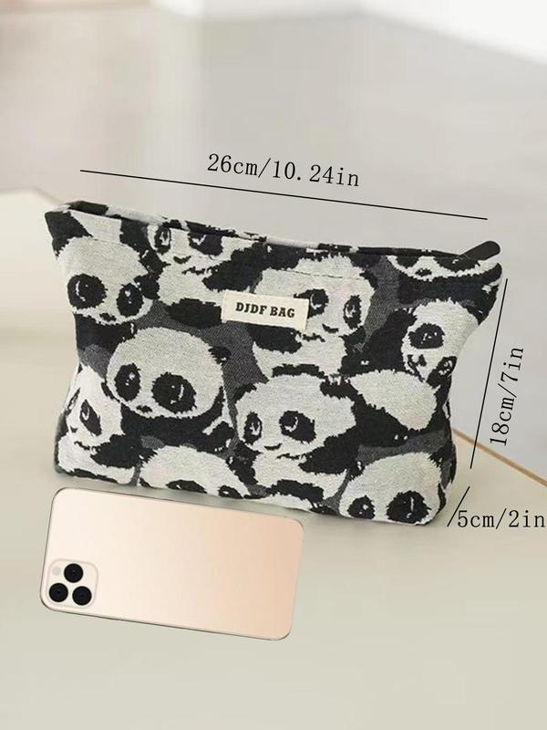 Cute Bear Pattern Makeup Bag, Large Capacity Cosmetic Storage Bag, Zipper Patched Design Makeup Organizer Pouch, Versatile Storage Bag for Travel & Daily Use