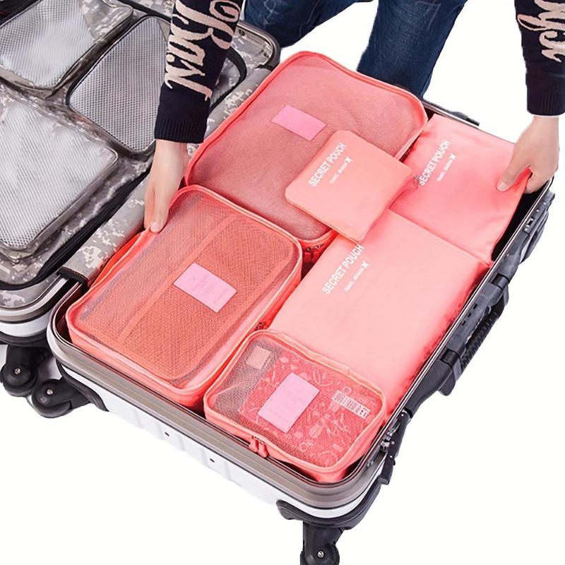 Travel Luggage Packing Cubes Set, 6 Counts set Foldable Suitcase  Storage Bag,  Compact  Reusable  & Durable Travel Accessories