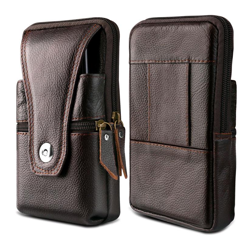 2PCS Set Multifunction PU Leather PouchWallet Case Cover,Cell Phone WalstBelt Holster Loop Pack Bag For Men