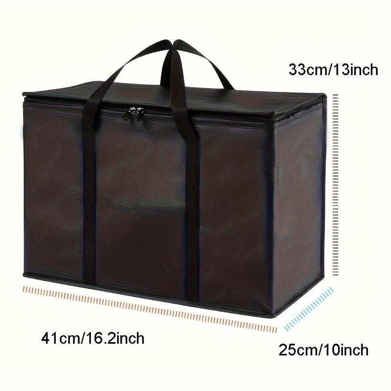 Large Insulated Handbag, 1 Count Foldable Reusable Durable Food Storage Bag with Handle, Food Delivery Bag for Outdoor Camping, Picnic