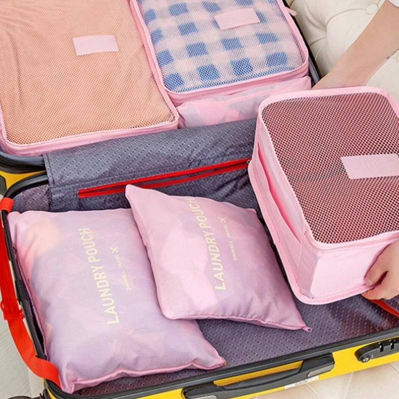 6pcs set Luggage Storage Bag, Portable Travel Organizer, Zipper Storage Bag for Clothes, Pants, Underwear, Assorted Size Travel Storage Bag