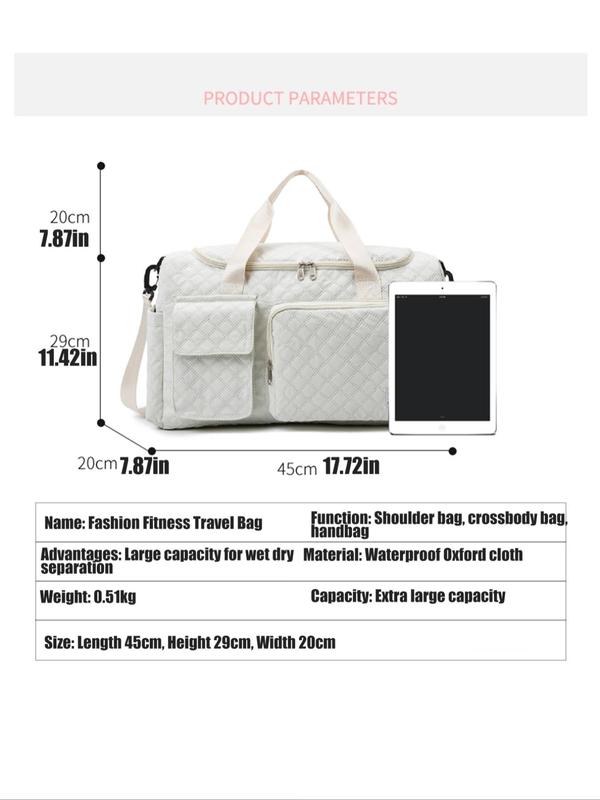 Fashionable Summer Large Capacity Tote Bag Travel Bag, Summer Multi-pocket Wet & Dry Separation Zipper Duffel Bags for Travel, Simple Gym Travel Bag for Women & Men