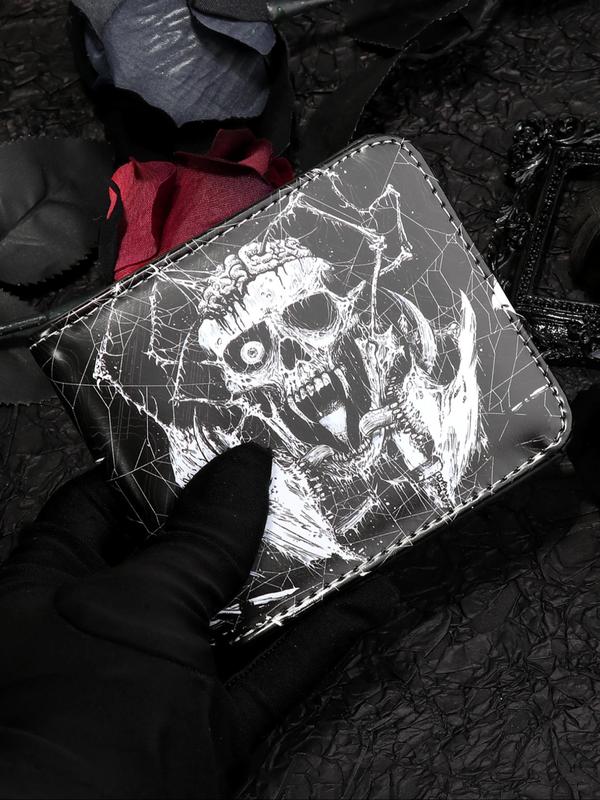 Men's  Skull Pattern Card Holder, Casual Pu Leather Multi Card Slot Card Holder, Fashionable Wallet for Men for Daily Use