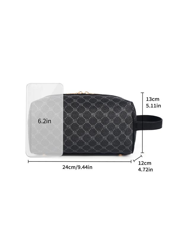 Men's Business Fashion All Over Pattern Zipper Clutch, Casual Trendy Versatile High-quality Daily Commuting Bag, Lightweight Simple Storage Bag