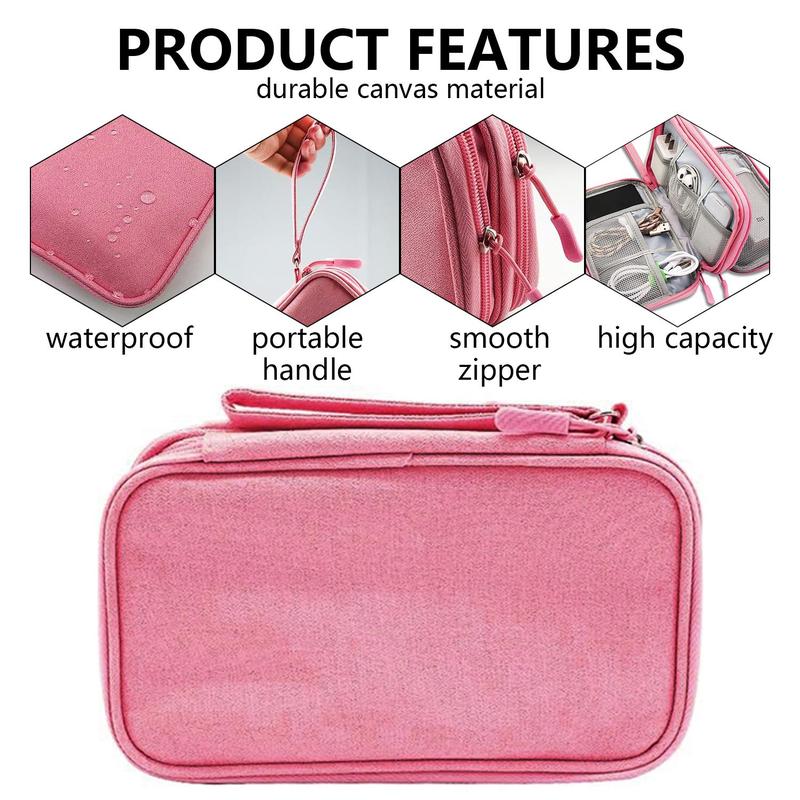 Portable Multi-grids Storage Bag, Waterproof Travel Cable Storage Bag, Travel Storage Organizer, Cable Organizer for Home Office Summer Vacation, Desk Accessories, Travel Essentials  Pouch Organizer , Car Stuff