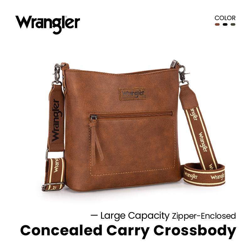 Wrangler [MegaLive] Concealed Carry Stylish Large Capacity Zipper-Enclosed Crossbody Shoulder Bag with Adjustable Strap