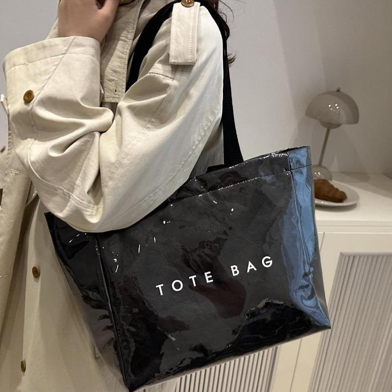 Letter Pattern Tote Bag, Large Capacity Fashion Tote Bag, Retro Casual Trendy Shoulder Bag, Simple Design Shoulder Tote Bag for Women & Men