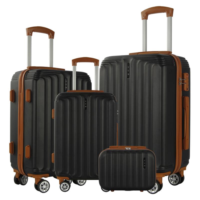 UUH 3pcs 4pcs Luggage Set.Durable ABS with TSA Lock -4 Swivel Wheels, Waterproof, Ideal for Business and Travel. Perfect business trips and vacations.