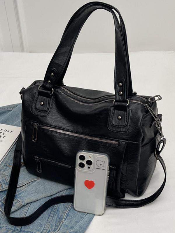 Women's Punk Style Shoulder Bag, Fashionable Large Capacity Crossbody Bag for Daily Used, Casual Trendy Versatile High-quality Daily Commuting Bag