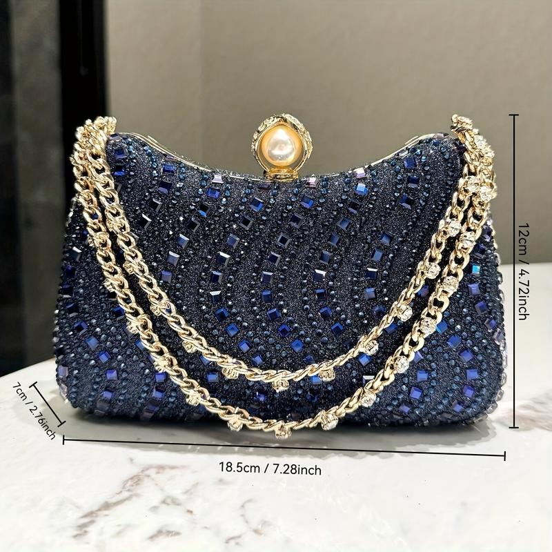 Luxurious Rhinestone Clutch Evening Bag For Women, Glittering Handheld Party Purse With Detachable ChainStrap, Elegant Accessory For Weddings BanquetsFormal Events, Versatile Shoulder Crossbody Handbag