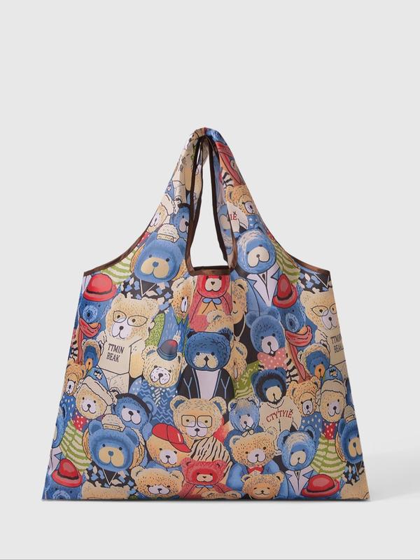 Cute Cartoon Cat Print Tote Bag,  Large Capacity Shoulder Bag for Women & Girls, Casual Trendy Versatile High-quality Daily Commuting Bag, Girl Fashionable Shopping Bag