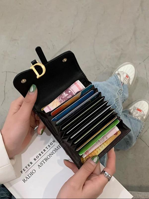 Women's Fashionable Checkerboard Pattern Card Holder, Casual Versatile D-buckle Card Holder, Trendy All-match Short Wallet for Daily Use