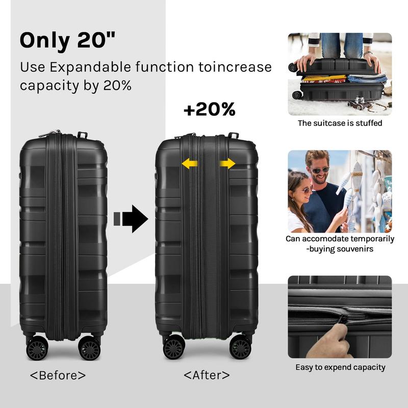 5 Luggage Sets PP Hardside Spinner Luggage - (Expandable Carry-on Suitcase20