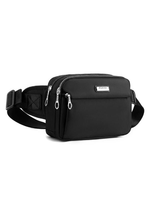 Women's Fashionable Letters Patched Fanny Pack, Casual Solid Color Zipper Chest Bag for Daily Used, Multi-layer Zipper Fanny Pack