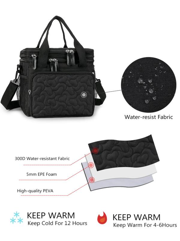 Large Capacity Expandable Lunch Bag, Waterproof Crossbody Bag, Designer Lunch Bags for Women, Double Layer Leakproof Lunch Box Cooler Bag for Women Men Outdoor Travel