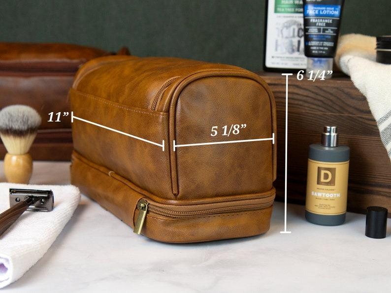 Personalized Travel Bag For Men, Faux Leather Hanging Toiletry Bag, Dopp Kits Personalized, Custom Gift For Men, Groomsmen Dopp Kit For Him, Father Day Gift