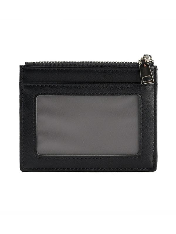 Men's Casual Plain Zipper Card Holder with Card Mirror, Travel Portable Card Holder, Card Holder for Men